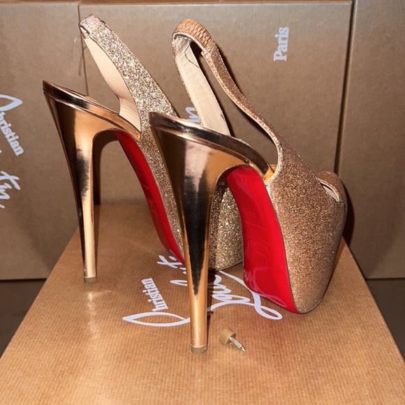 6 inch  Dafsling Glittery leather slingback heels. - Picture 6 of 10